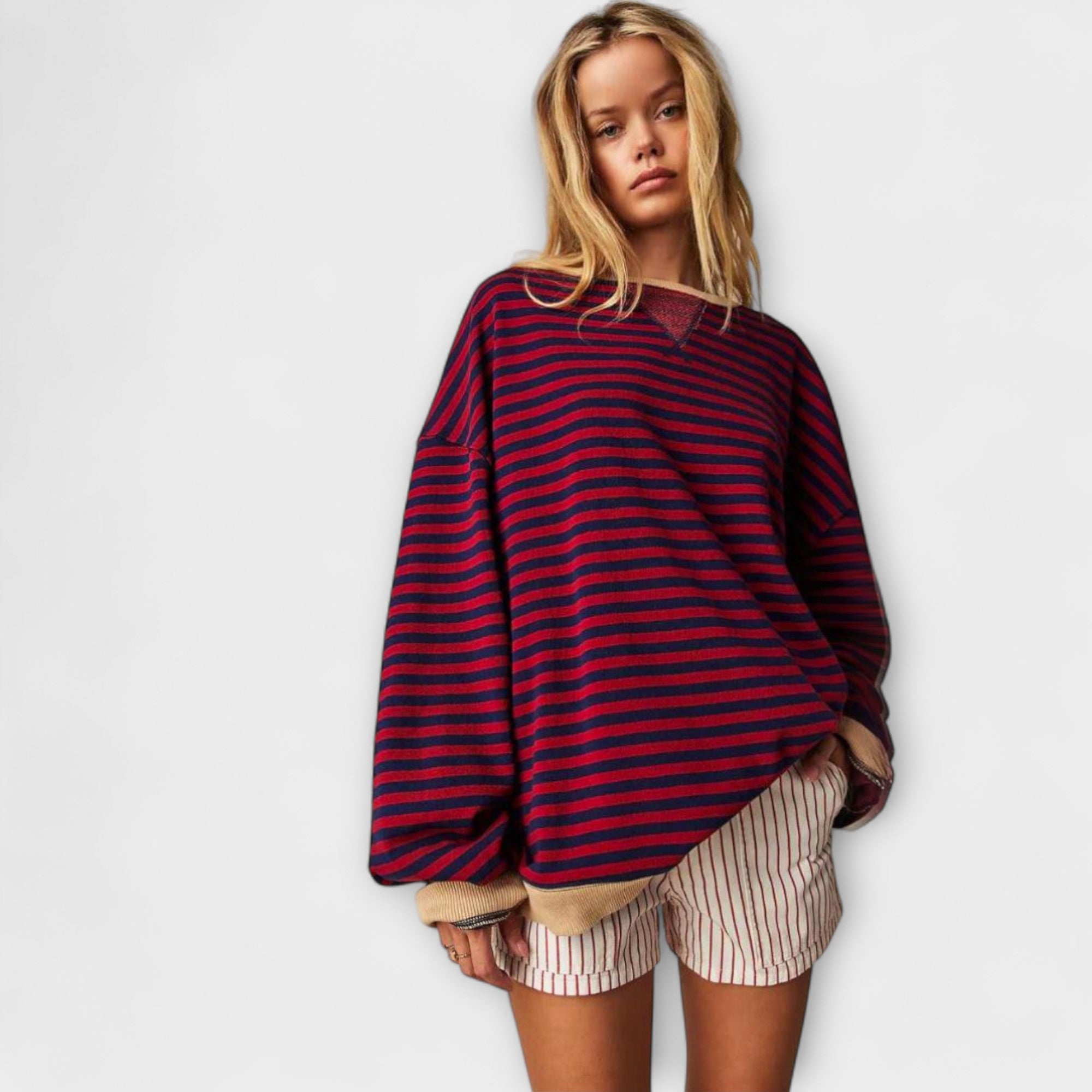 Mary – Oversize sweter w kolorowe paski