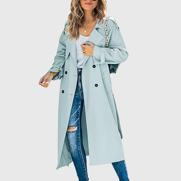 Janet - Damen Langer Trenchcoat