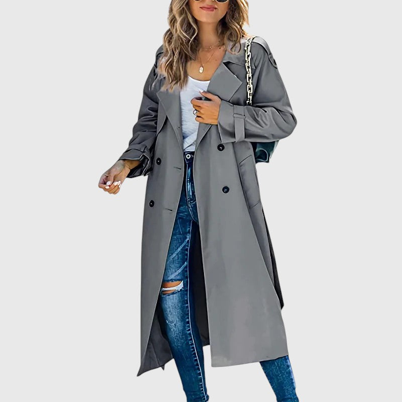Janet - Damen Langer Trenchcoat