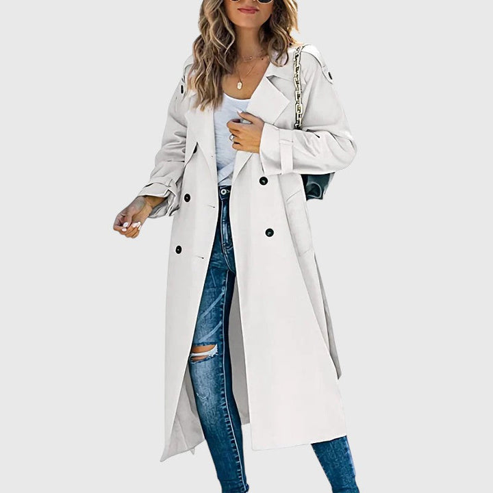 Janet - Damen Langer Trenchcoat