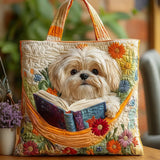 Torba Rękodzielnicza “Shih Tzu z Książką i Kwiatami”
