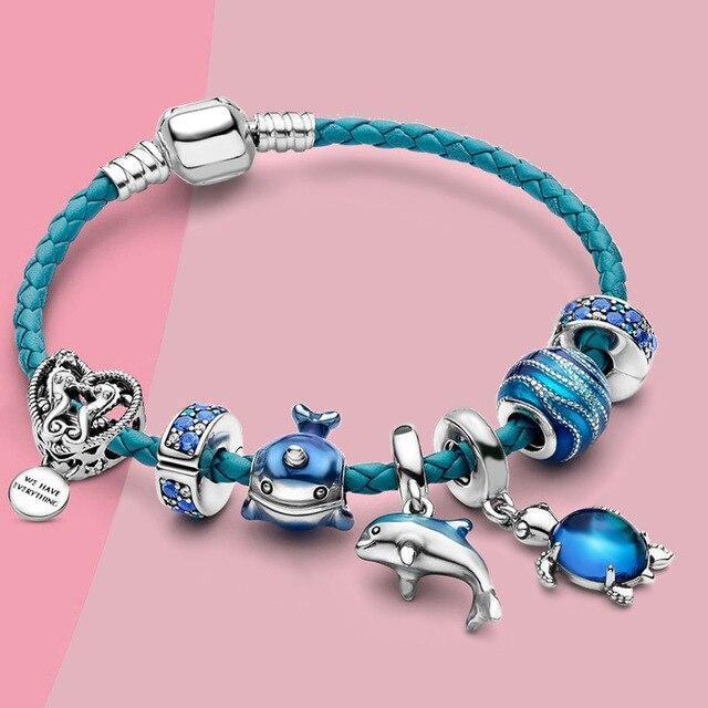 Ocean Bracelet + included pendants in leather and silver