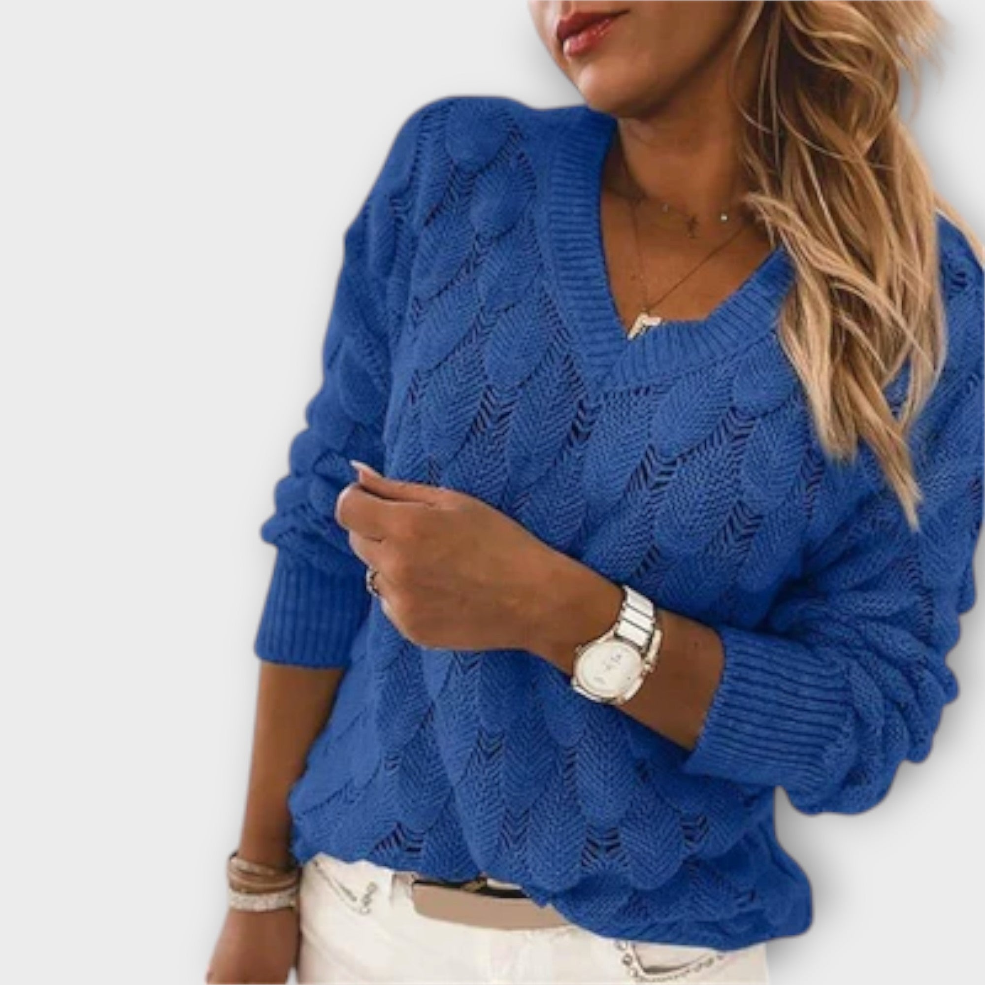 Katarzyna – Sweter z Dekoltem w Serek