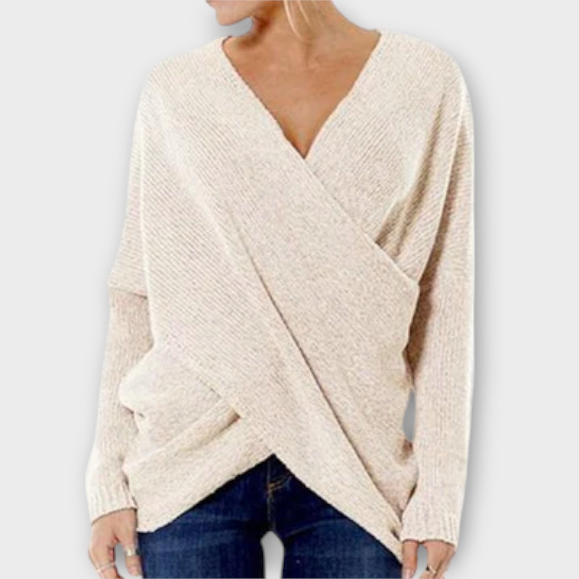 Heidi – Sweter z krzyżowanym dekoltem V
