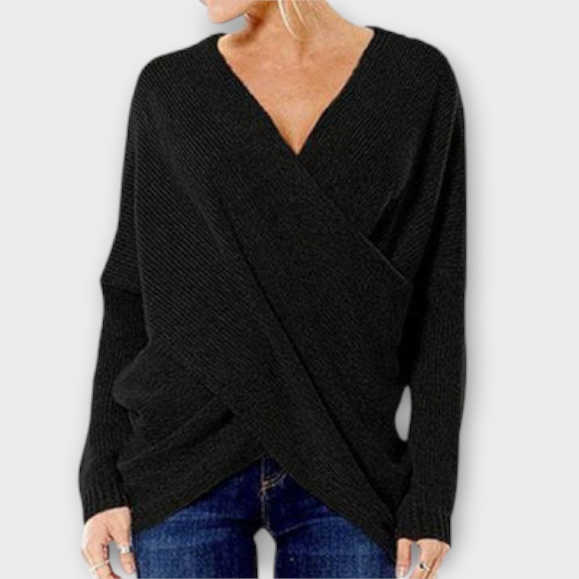 Heidi – Sweter z krzyżowanym dekoltem V