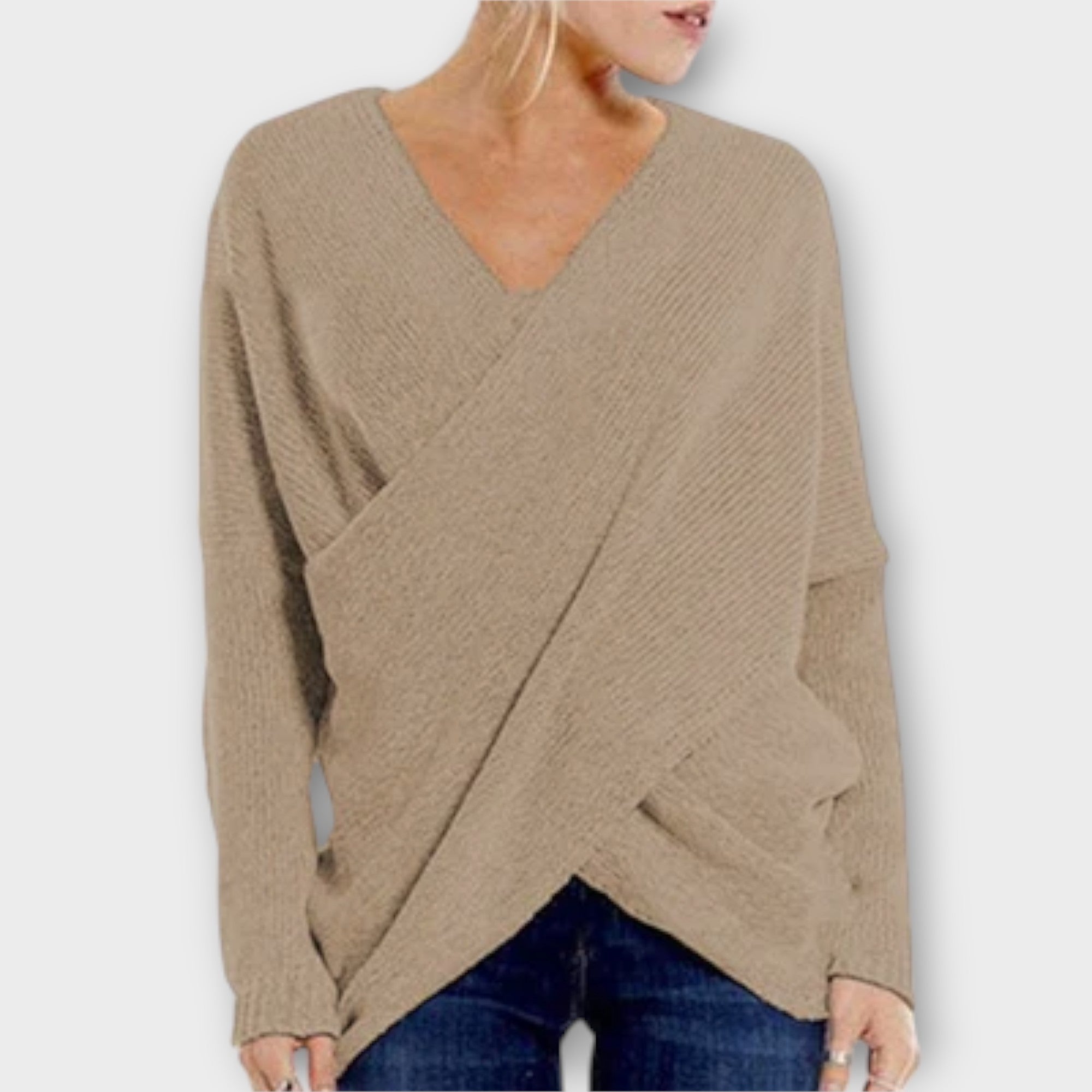 Heidi – Sweter z krzyżowanym dekoltem V