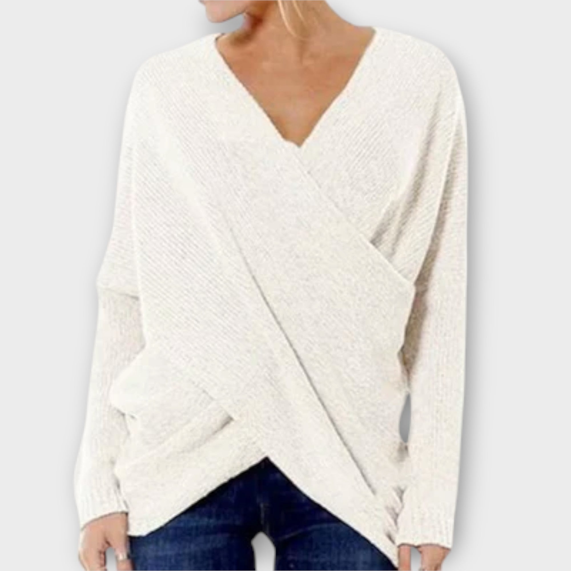 Heidi – Sweter z krzyżowanym dekoltem V